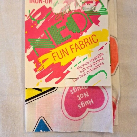90s Neon Say No To Drugs Iron-On Fun Fabric 10x12 Wrights Bondex Vintage - Picture 3 of 7